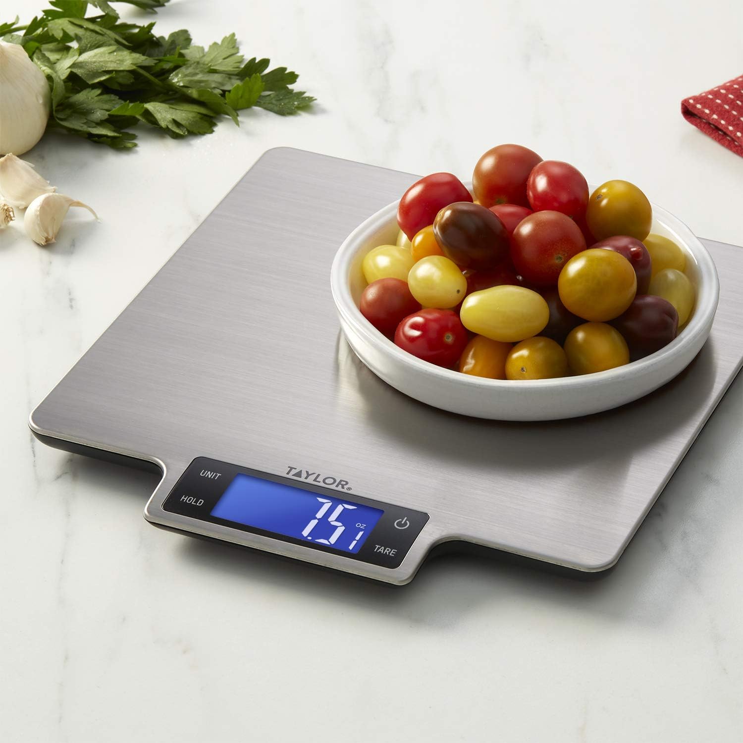 Taylor 22lb Ultra-Precise Digital Kitchen Scale - Stainless Steel, Sleek Silver Design