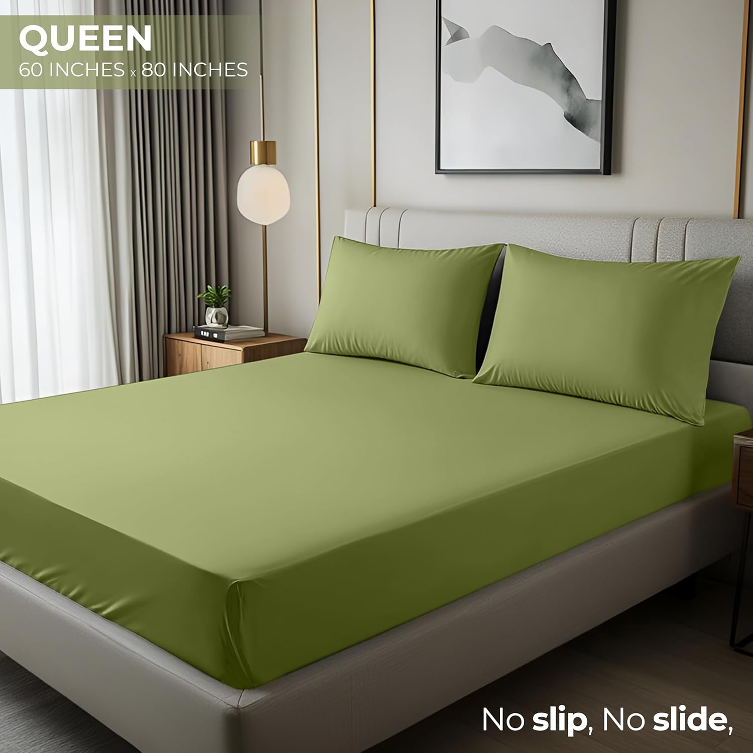 Utopia Bedding Queen Fitted Sheet - Soft Microfiber - Deep Pocket, Shrinkage & Fade Resistant | Olive Color
