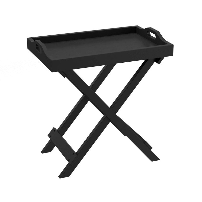 Lavish Home Folding TV Tray Table - Contemporary Side Table with Removable Tray Top for Food Serving, Meals, or Decor in Living Room, Bedroom, or Home Office (Single, Black)