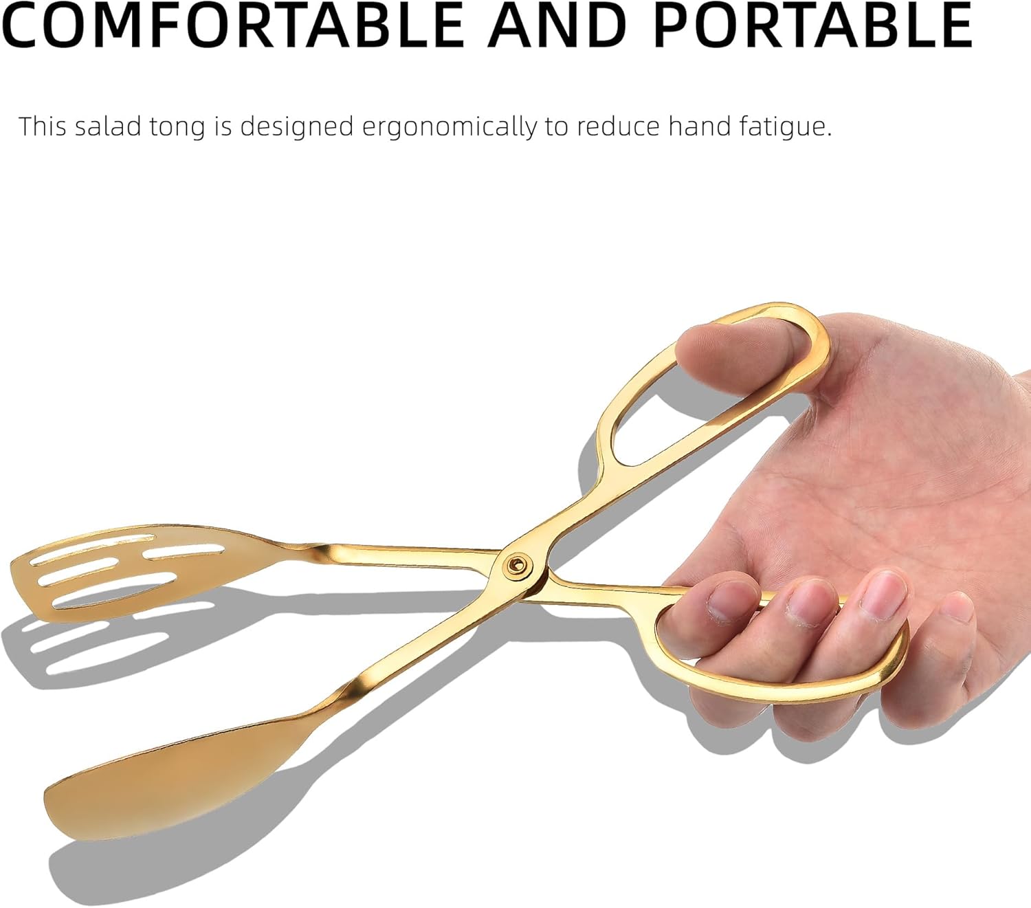Salad Tongs - Premium Stainless Steel Scissor-Style Servers | Non-Toxic, Heat-Resistant, Dishwasher Safe (Gold) - 2 Pack