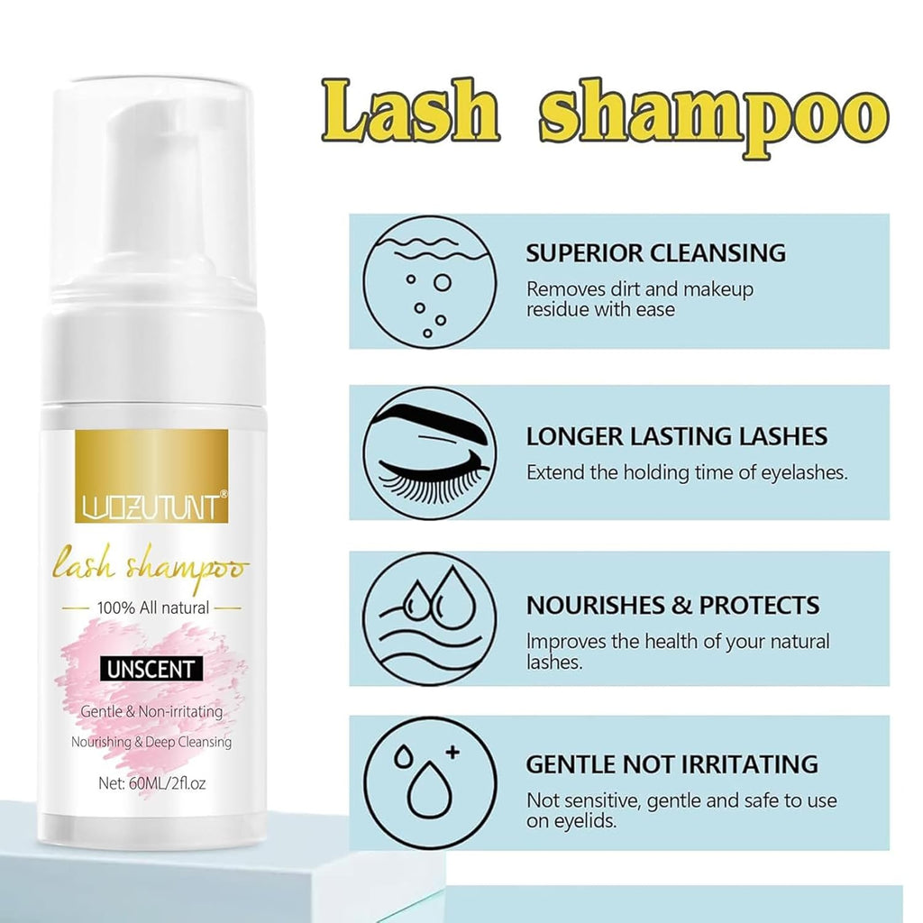 Skiennix Eyelash Extension Cleanser - Gentle Lash Mousse & Shampoo with USB Mini Portable Fan | Rechargeable Handheld Air Conditioner