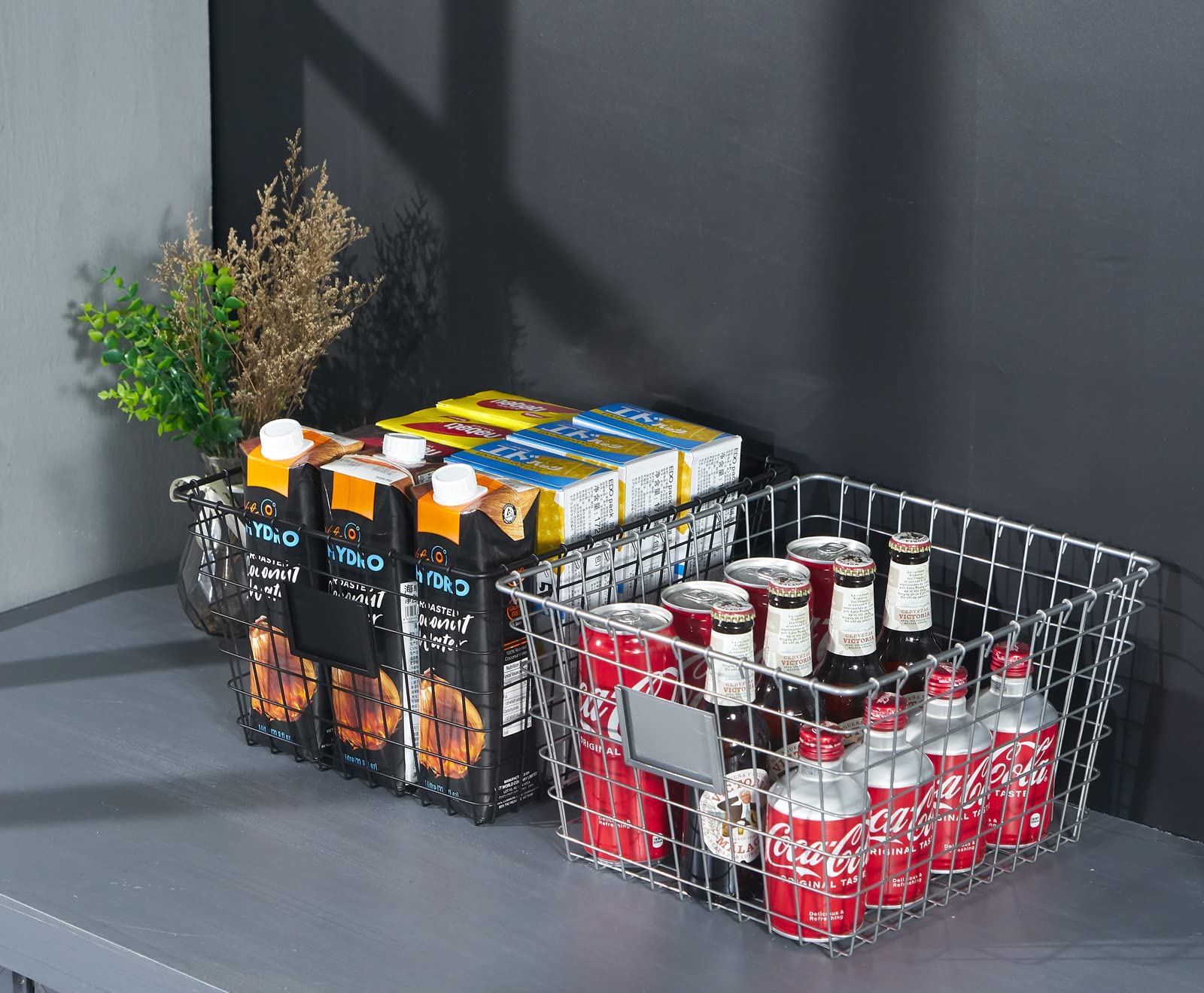 JUNCHU CHERRY 4 Pack【Extra Large】 Wire Handmade Storage Basket for Organizing Household Goods,Pantry Organization,Bathroom countertop,Laundry,Wardrobe Storage Basket,Rose Gold