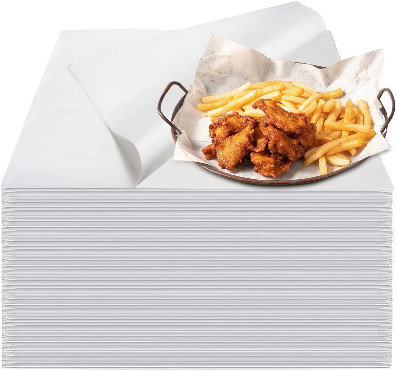Neyimqr Deli Paper Sheets - Unbleached White Wax Paper for Food Baskets | 100PCS 12"x12" Grease Resistant