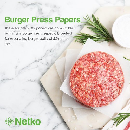 Patty Paper - Hamburger press Patty Paper Sheets 5.5x5.5" - 1000 Non stick Wax Burger Patty paper Squares for Burger Press, Freezing & More