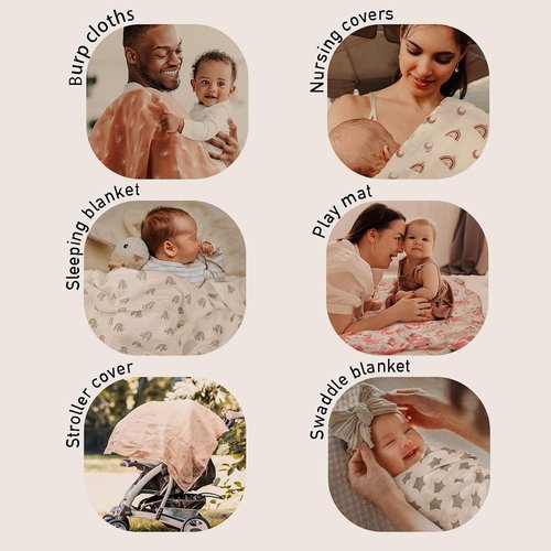GLLQUEN Baby Muslin Swaddle Blankets - Soft & Breathable 4-Pack (35" x 40") | Perfect Newborn Gift