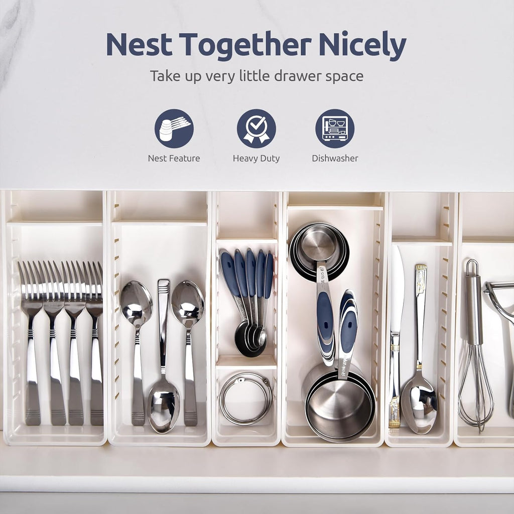 U-Taste Measuring Cups and Spoons Set - Food Grade 18/8 Stainless Steel | 10-Piece Set with Upgraded Handle (Midnight Blue)