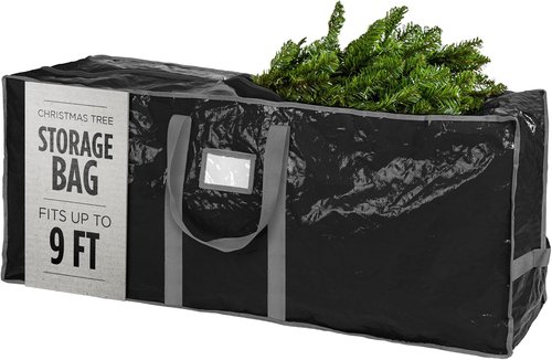 Christmas Tree Storage Bag | Durable Waterproof Zippered Bag for 9-Foot Artificial Trees - Protects Against Dust & Moisture (Black)
