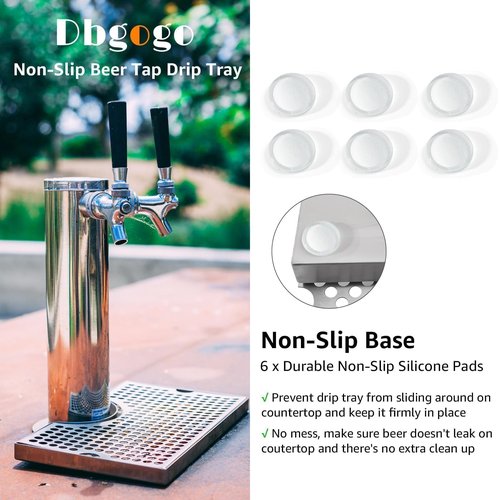 Dbgogo Kegerator Beer Drip Tray Stainless Steel Keg Drip Tray with Non-Slip Silicone Pads 4.4” Cutout Kegerator Surface Mount Beer Tower Drip Tray for Home Bar Mini Fridge without Drain