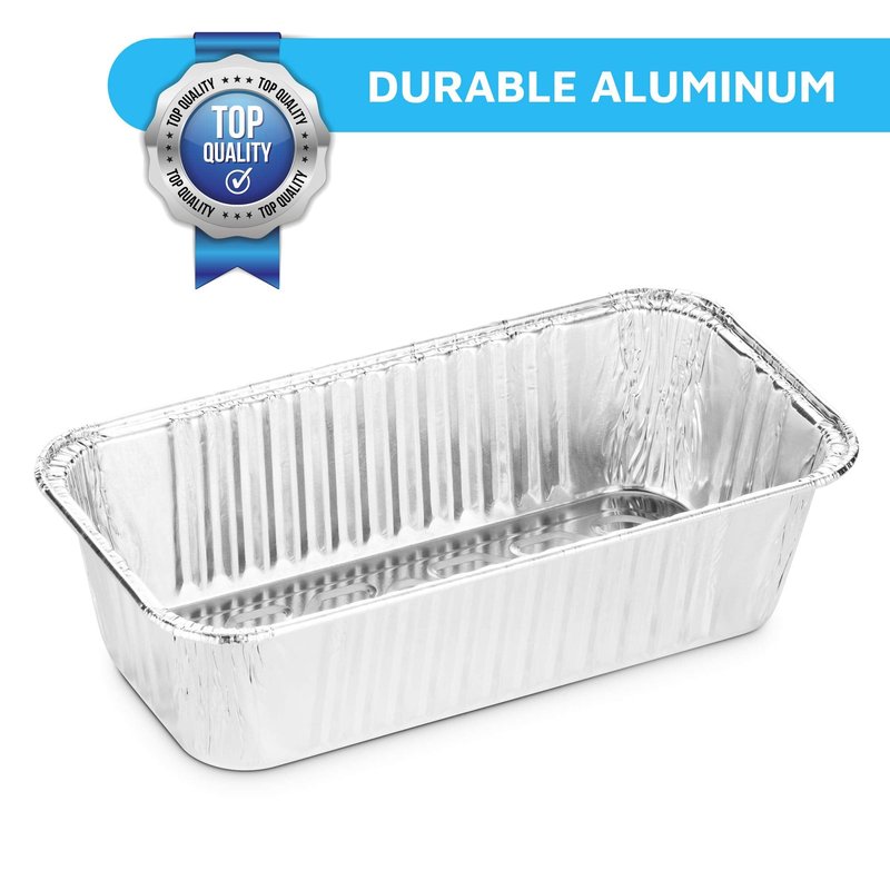 MontoPack Aluminum Disposable Loaf Pans | Deep Standard Size 8.5” x 4.5” Extra Thick Foil Bread Containers for Baking, Food Storage & Takeout | Eco-Friendly & Recyclable | Bulk 50-Pack 2 Pound Trays