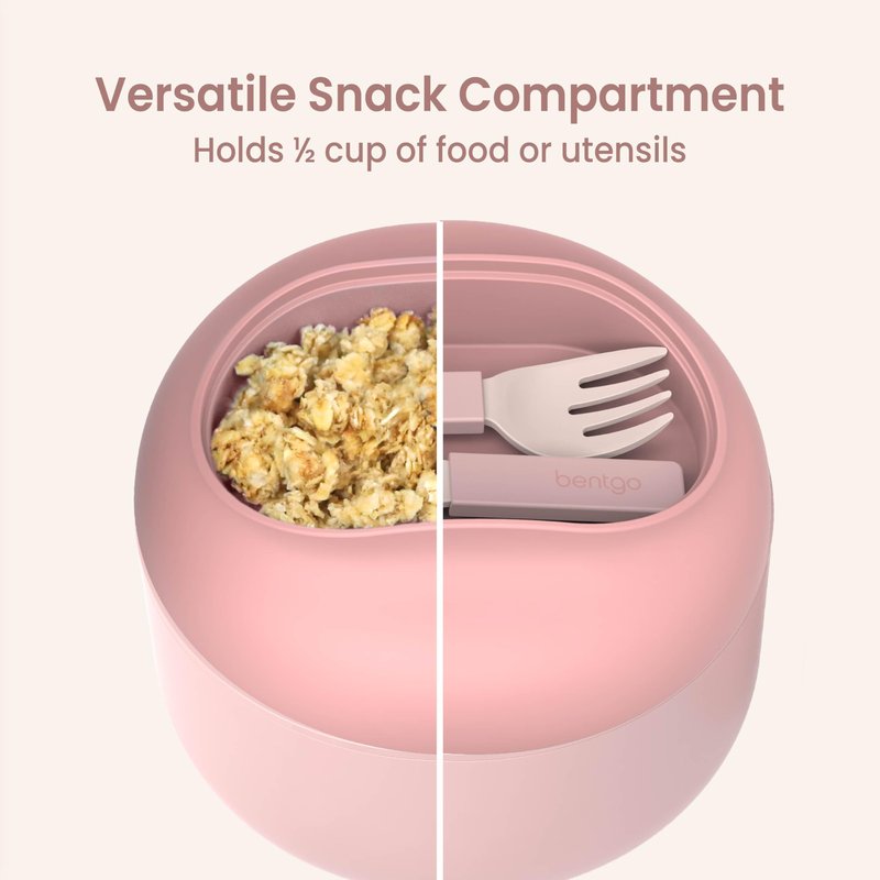 Bentgo Bowl - Insulated Leak-Resistant Bowl with Snack Compartment, Collapsible Utensils and Improved Easy-Grip Design for On-the-Go - Holds Soup, Rice, Cereal & More - BPA-Free, 21.2 oz (Blush)