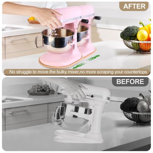 Adwrparts Food-Grade Bamboo Mixer Slider Compatible with Kitchen aid Stand Mixer Artisan Bowl Lift 5-8Qt, Countertop Storage Mover Accessories Mixer Sliding Tray Attachments