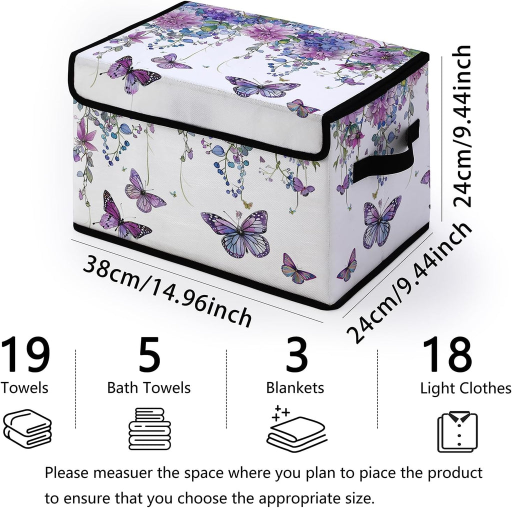 Skiennix Stackable Clothes Storage Bins - Fabric Organizers with Lids | 3 Pack for Home & Office