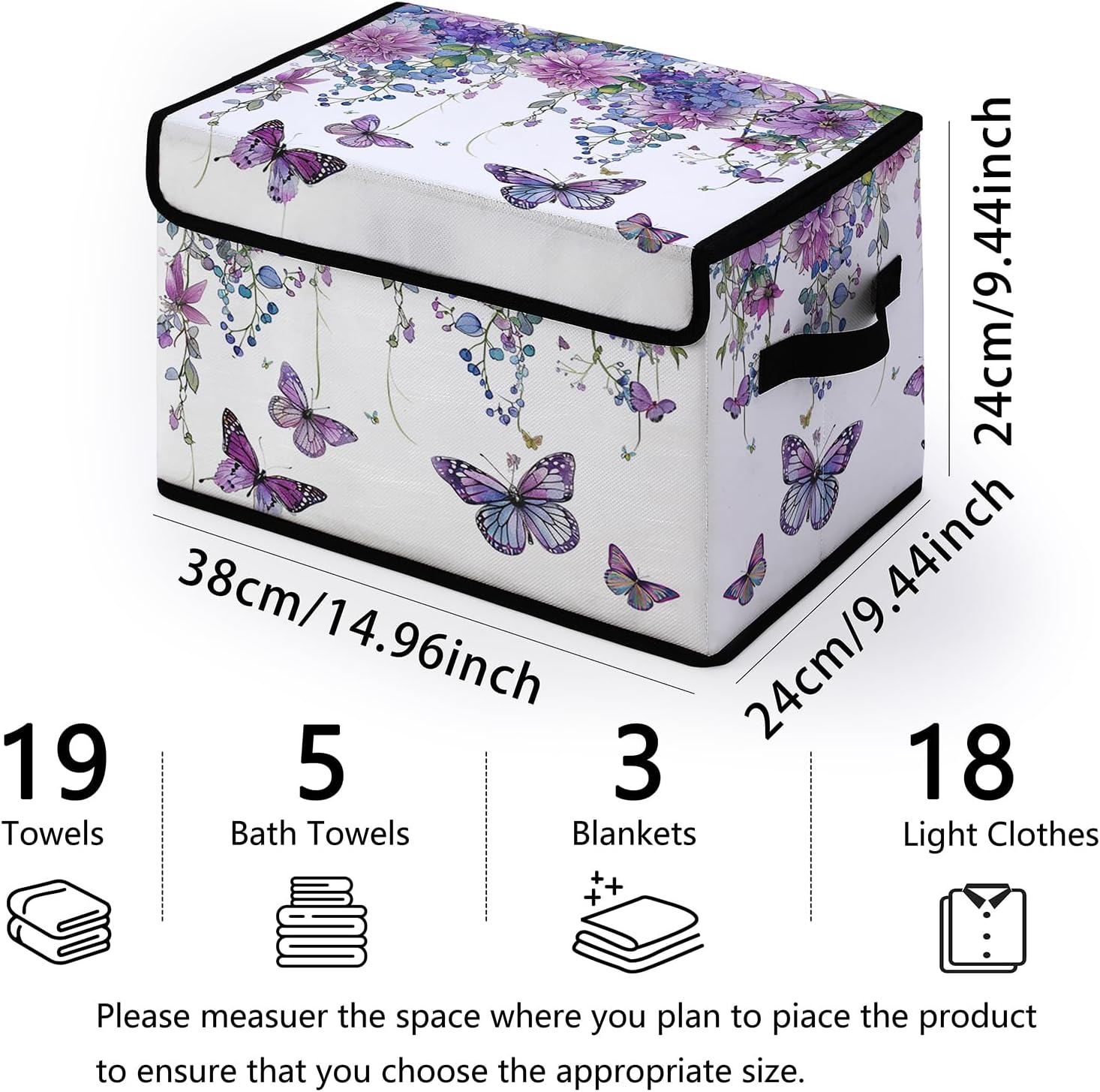 Skiennix Stackable Clothes Storage Bins - Fabric Organizers with Lids | 3 Pack for Home & Office