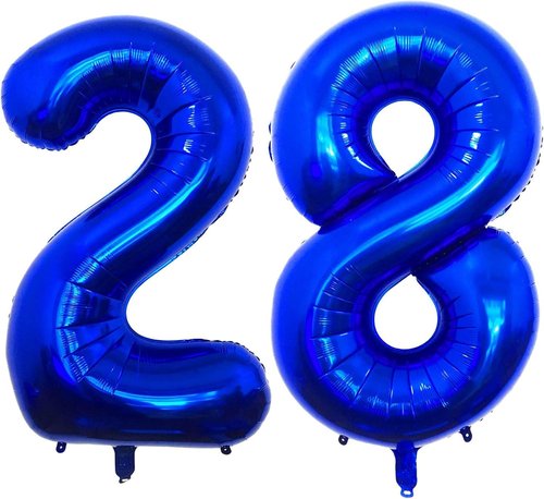 28 Number Balloons by [Brand Name] - 40 Inch Navy Blue Foil Mylar Helium Balloons for Birthday & Anniversary Celebrations