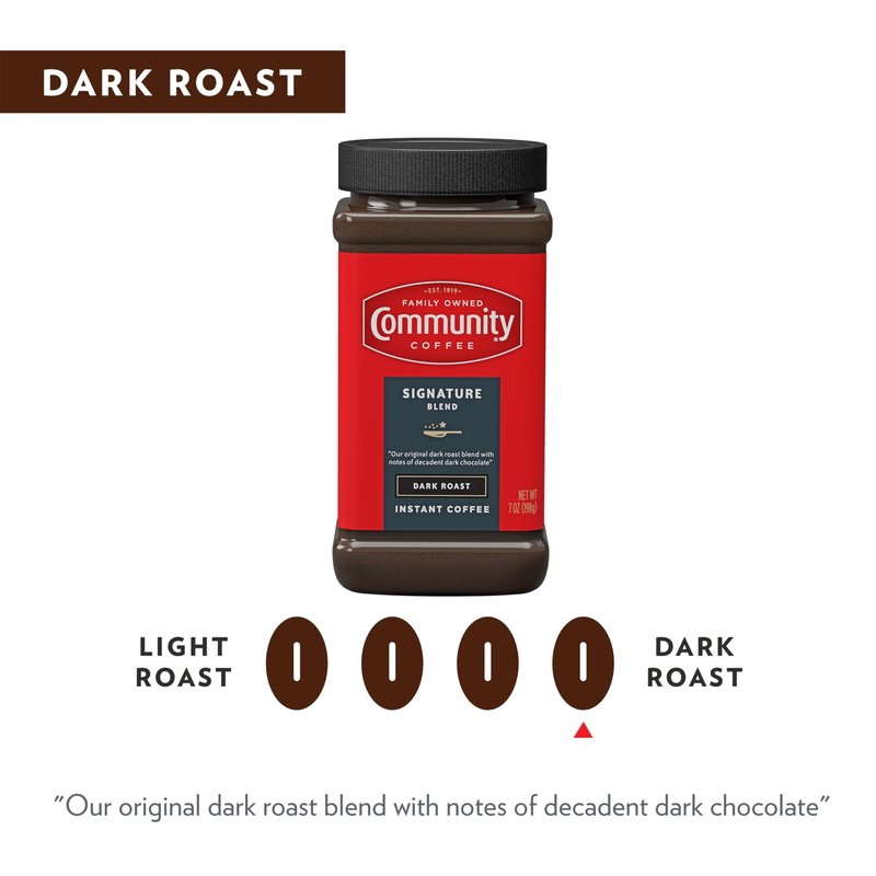 Community Coffee Signature Blend Instant Coffee, Dark Roast, 7 oz Jar (Pack of 1)