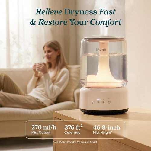 LEVOIT Humidifier - 4.2L Top Fill Design for Large Rooms | 42-Hour Runtime, Quiet Cool Mist, Easy to Clean