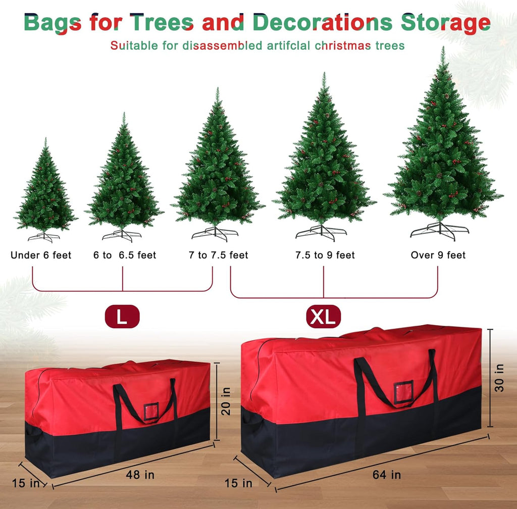 Skiennix Christmas Tree Storage Bag - Waterproof 600D Oxford for 7.5 Ft Trees | Extra Large with Zippers & Card Slot