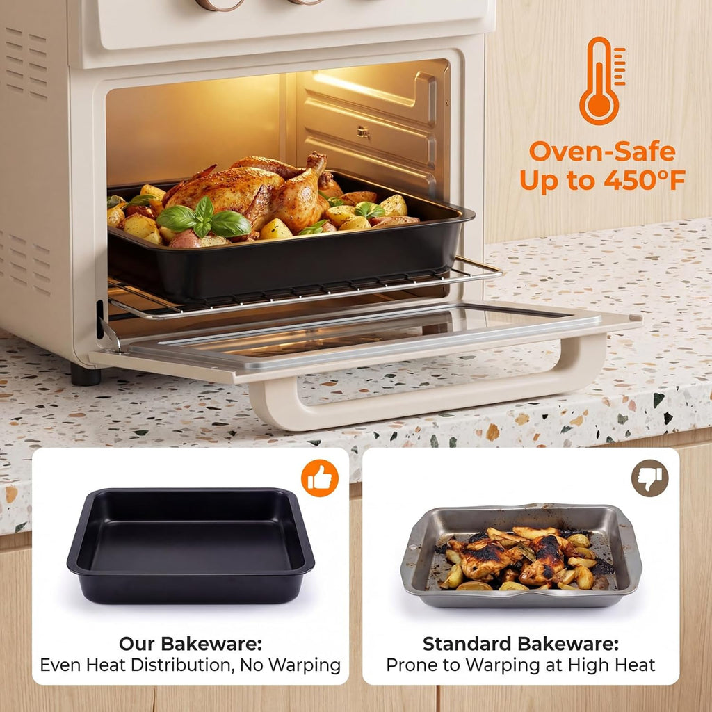 Skiennix Nonstick Bakeware Set - 6-Piece Carbon Steel Baking Pans for Cakes, Muffins & Roasting