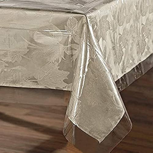 sancua 100% Waterproof Rectangle PVC Tablecloth - 70 x 70 Inch - Oil Proof Spill Proof Vinyl Table Cloth, Wipe Clean Table Cover for Dining Tables, Buffet Parties and Camping, Crystal Clear
