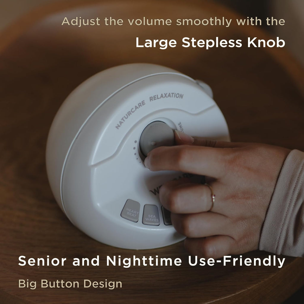 WELLCARE Sound Machine - White Noise & 7 Nature Sounds for Relaxation | Adjustable Volume & Timer