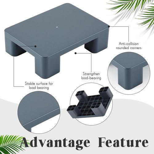 MorningRo 2 Pack Dunnage Rack, 15.75" Long x 11.81" Wide, 4.72 Height Plastic Dunnage Rack, 1000+ Pound Capacity Storage Commercial Food Service Storage in Restaurant Kitchens Shop, Gray