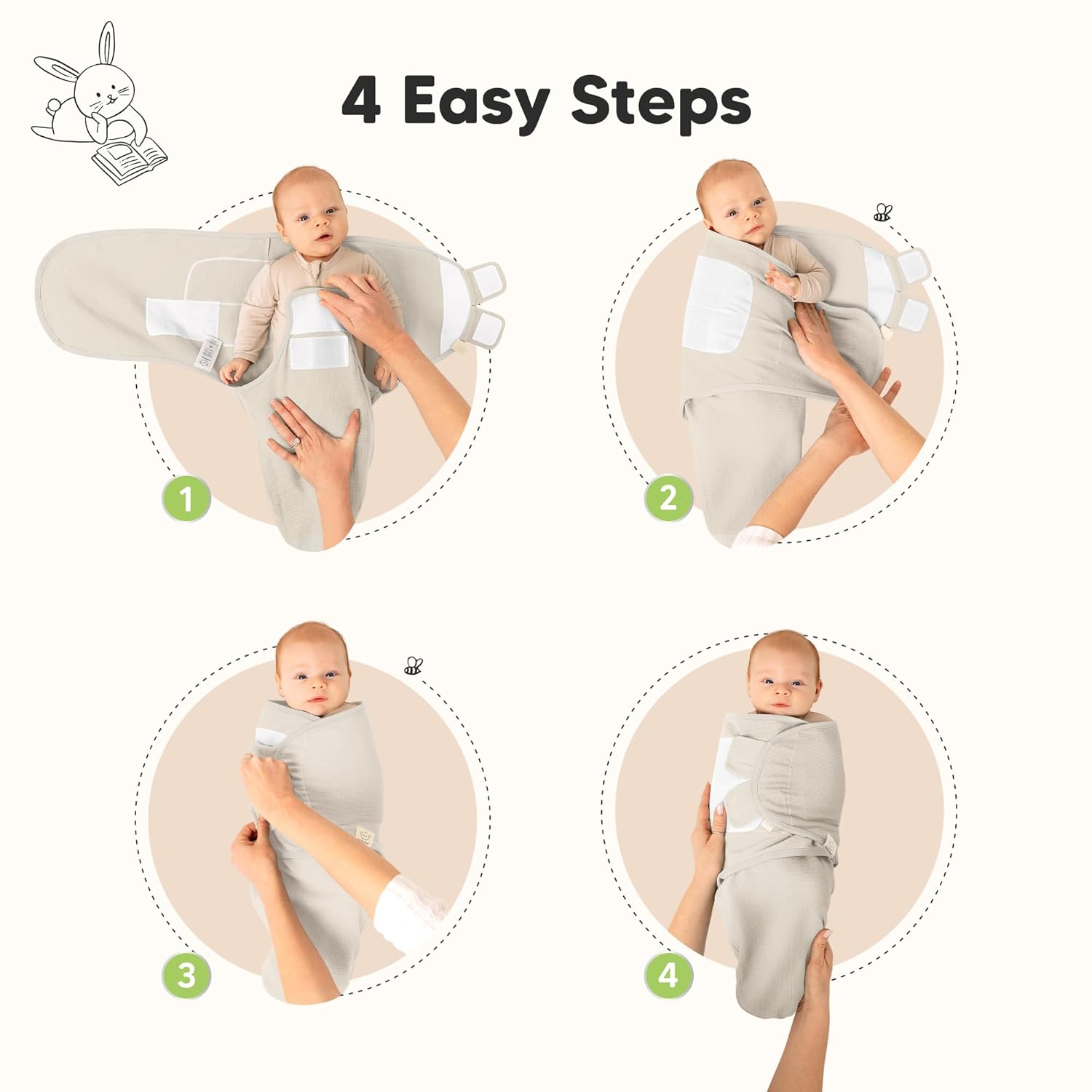Skiennix Organic Baby Swaddle Wraps - Soft & Snug Sleep Sacks for Newborns 0-3 Months | 3-Pack in Willow