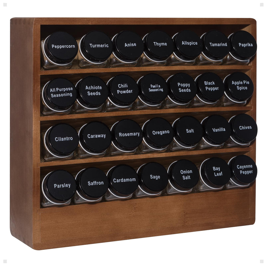 FifanQiQi Bamboo Tiered Spice Rack Organizer for Cabinet,Wooden Seasoning Rack for Countertop, Cupboard, Pantry, Kitchen (Spice Jars Included)