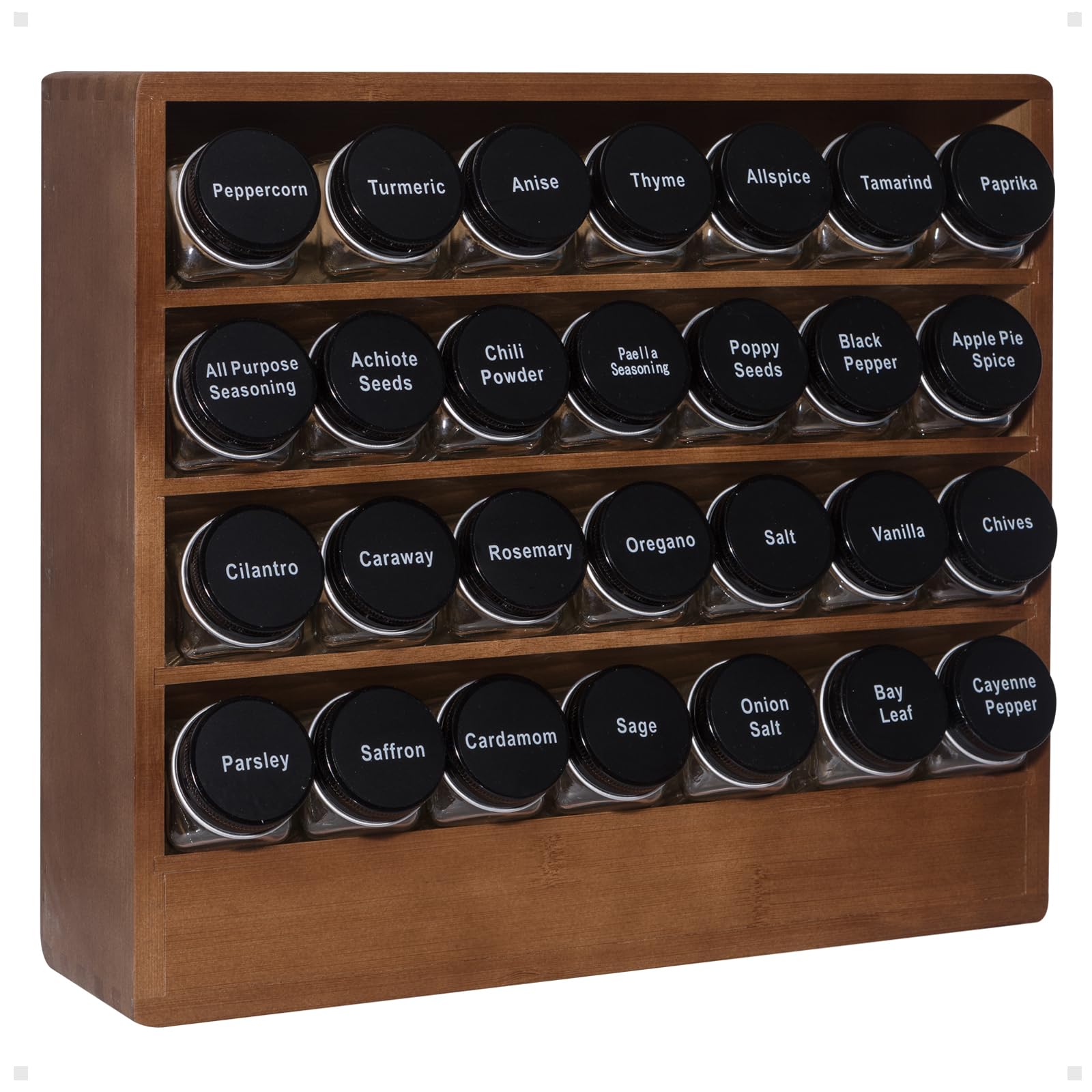 FifanQiQi Bamboo Tiered Spice Rack Organizer for Cabinet,Wooden Seasoning Rack for Countertop, Cupboard, Pantry, Kitchen (Spice Jars Included)