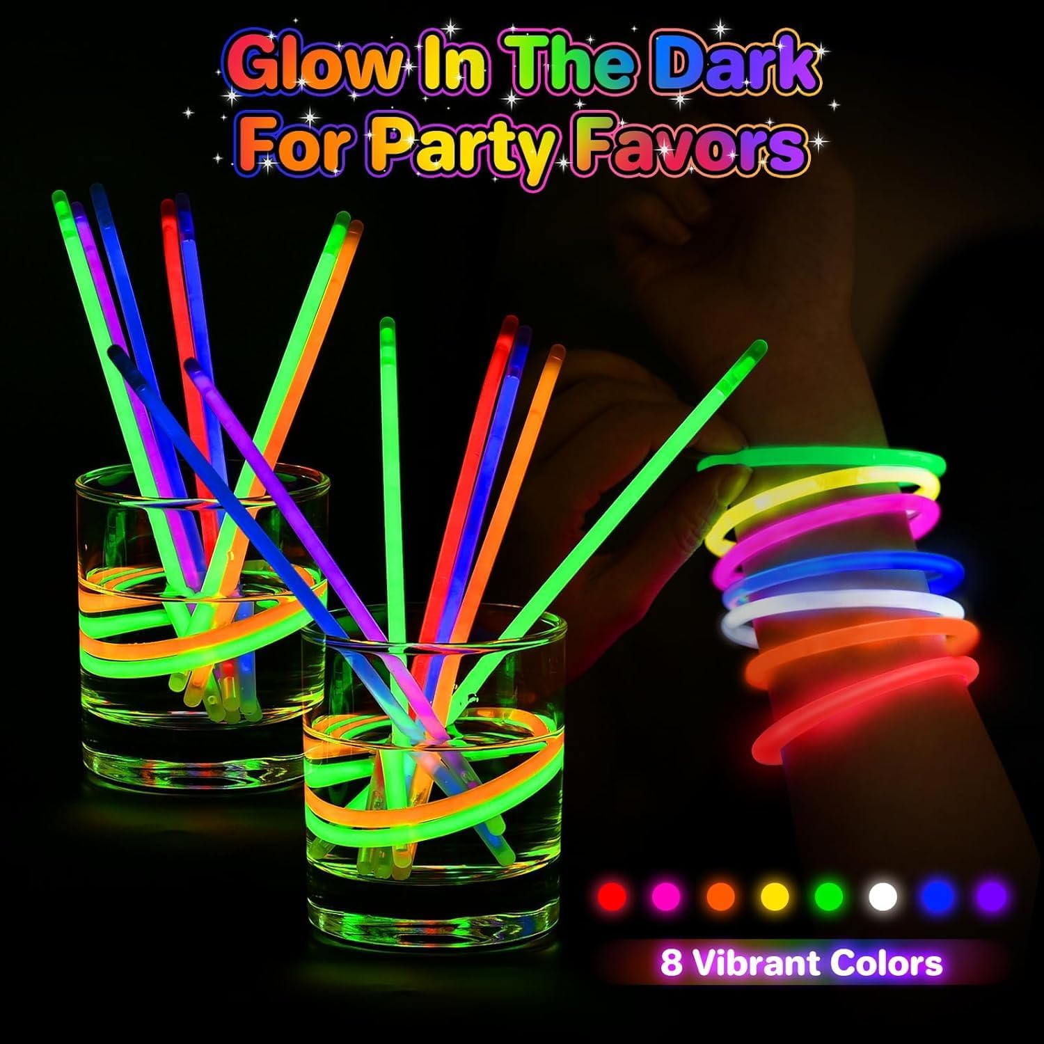 SpringFlower Glow Sticks - 100 PCS Bulk Glow in the Dark Party Supplies | Light Sticks for Kids & Adults