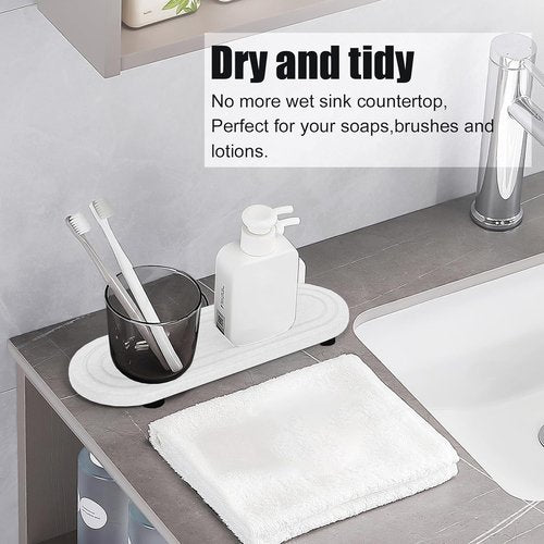Diatomite Stone Sink Tray Set - Fast Drying Water Absorbing Coasters | 2PCS Kitchen & Bathroom Soap Holders