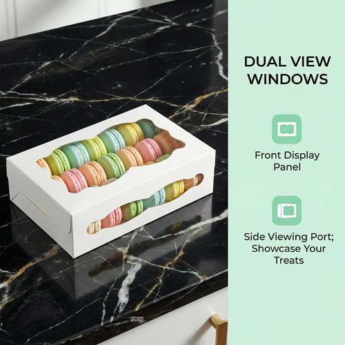 Hiceeden 50 Pack White Cookie Boxes with Window, 8"×5.4"×2" Bakery Candy Box for Gift Giving, Treat Dessert Boxes for Pastry Donuts Candy Biscuit Macaron Chocolate Strawberry