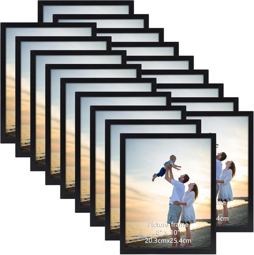 Hoikwo 8x10 Black Plastic Picture Frames Set - 18 Pack for Family Photos & Artwork | Lightweight & Stylish