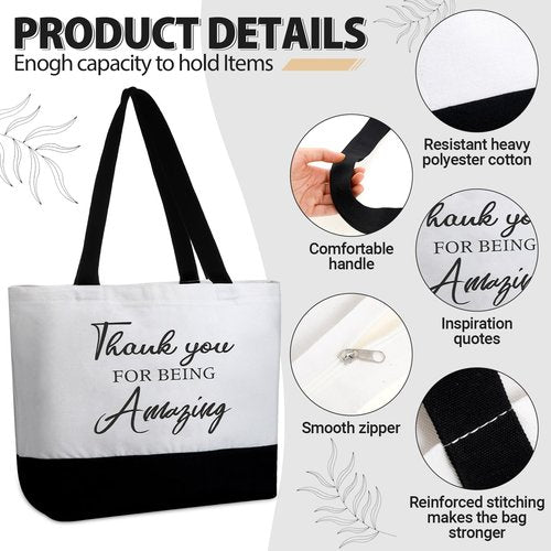 Silkfly 32 Pcs Thank You Canvas Tote Bags with Handles Inspirational Makeup Bags Set for Women Teacher Employee Gifts(Motivation)