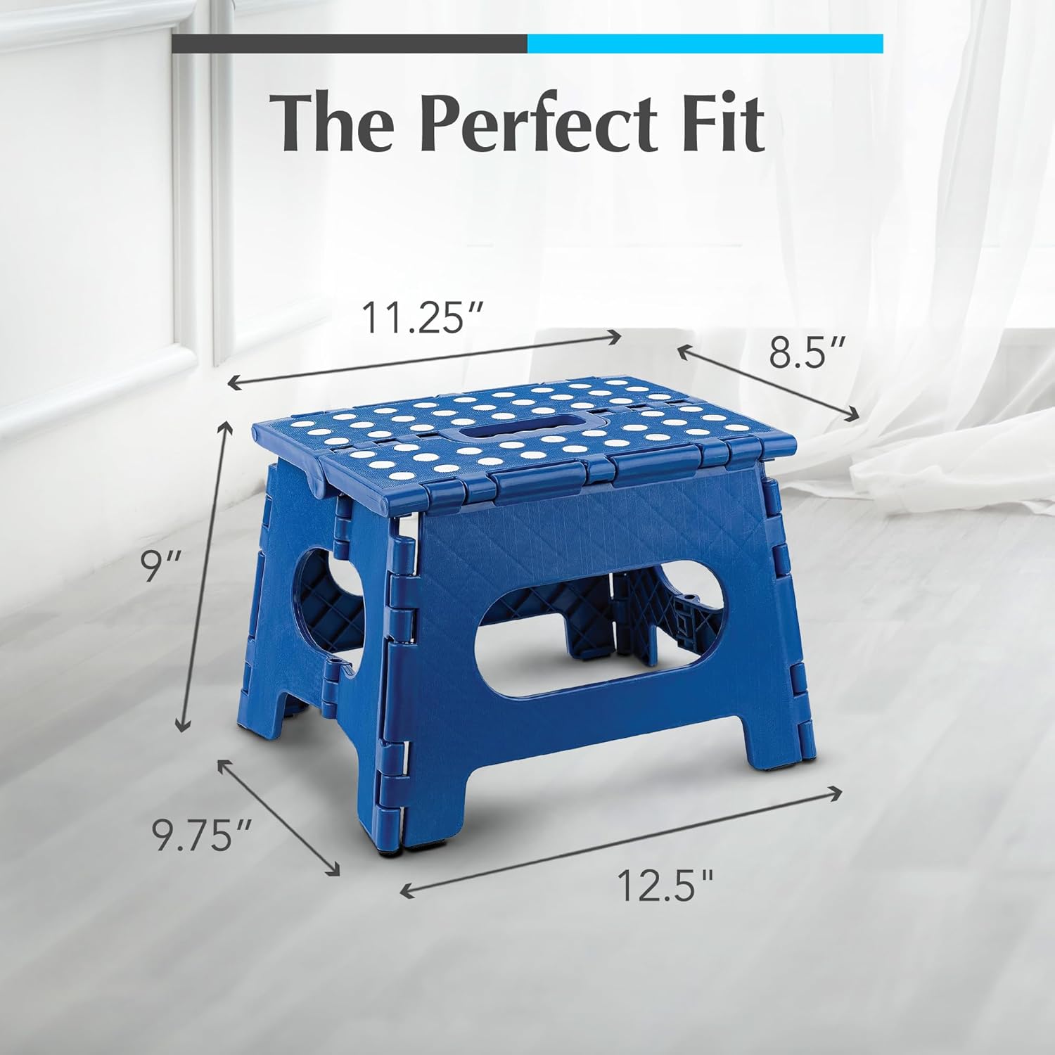 Skiennix Lightweight Folding Step Stool - Sturdy & Safe for Adults and Kids - Easy One-Flip Design | Blue