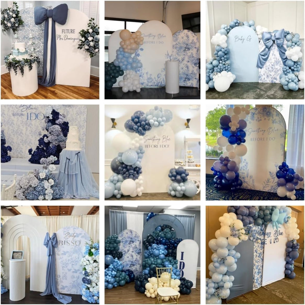 Something Blue Arch Backdrop Cover - Floral Design for Weddings & Bridal Showers | 2.6x6ft