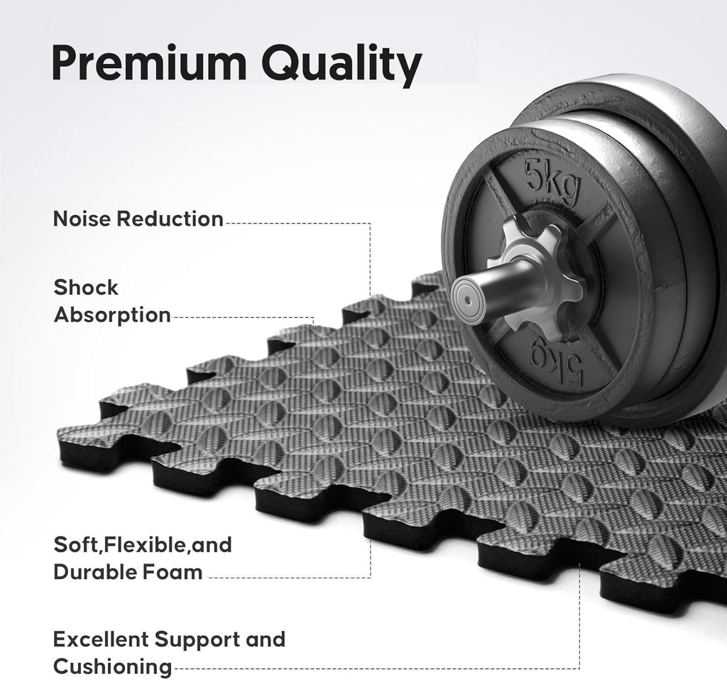 Puzzle Exercise Mat by Home Gym - EVA Interlocking Foam Tiles for Workouts & Play - Black, 24x24 in, 16 Pack