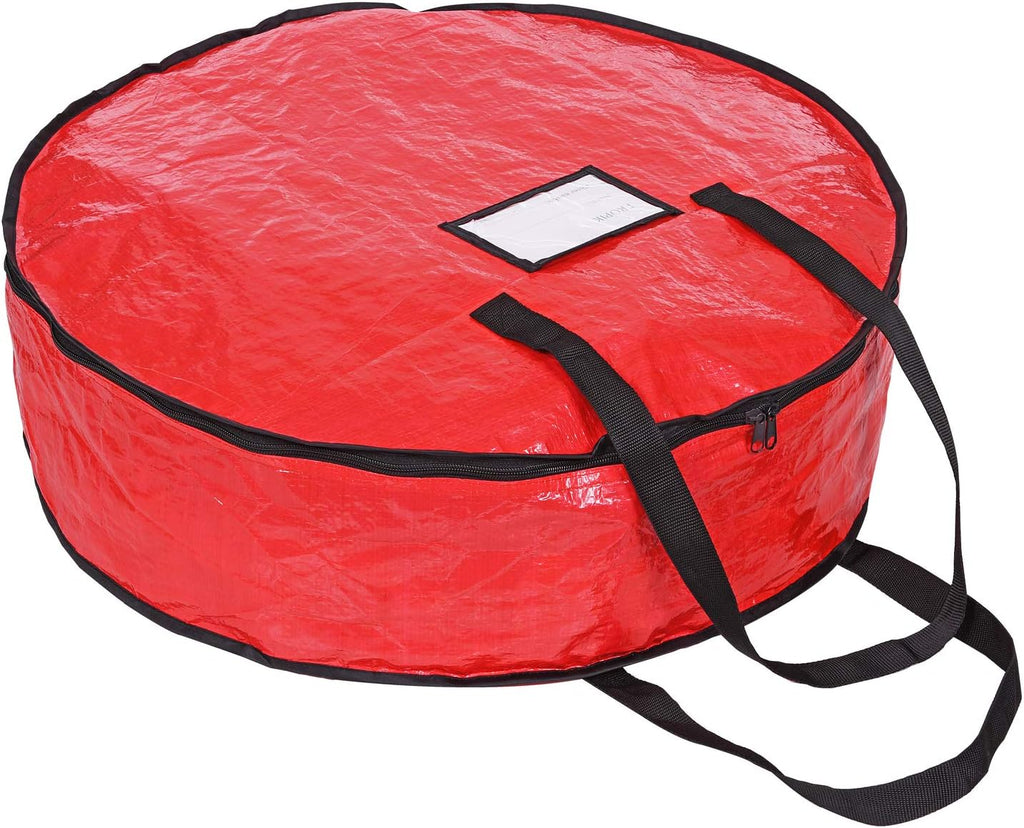ProPik Christmas Wreath Storage Bag - Heavy-Duty Tear-Resistant Holiday Container - 36” X 8” (Red)