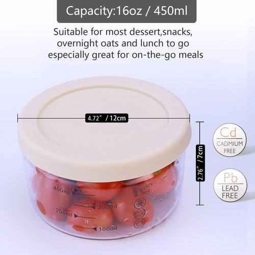 Matifaner 16 oz Glass Container with Silicone Lid,Glass Food Storage Container-Clear,Meal Prep Containers, Freeze Bowls, Microwave Safe (2pcs)