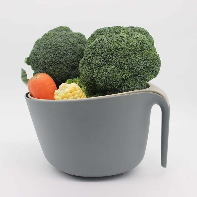 MiHerom Kitchen Colander and Strainer Bowls Set,2 in 1 Fruit Vegetable Washing Basket for Soaking,Draining Pasta,Rice,Quinoa,Small Grains and Food Mixing-4.5Quart