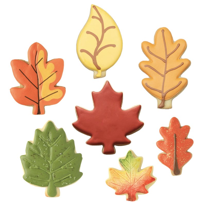 Ann Clark Fall Leaves 7-Pc. Cookie Cutter Set, Made in USA, Birch, Maple, Oak, Hawthorn and Teardrop Leaves