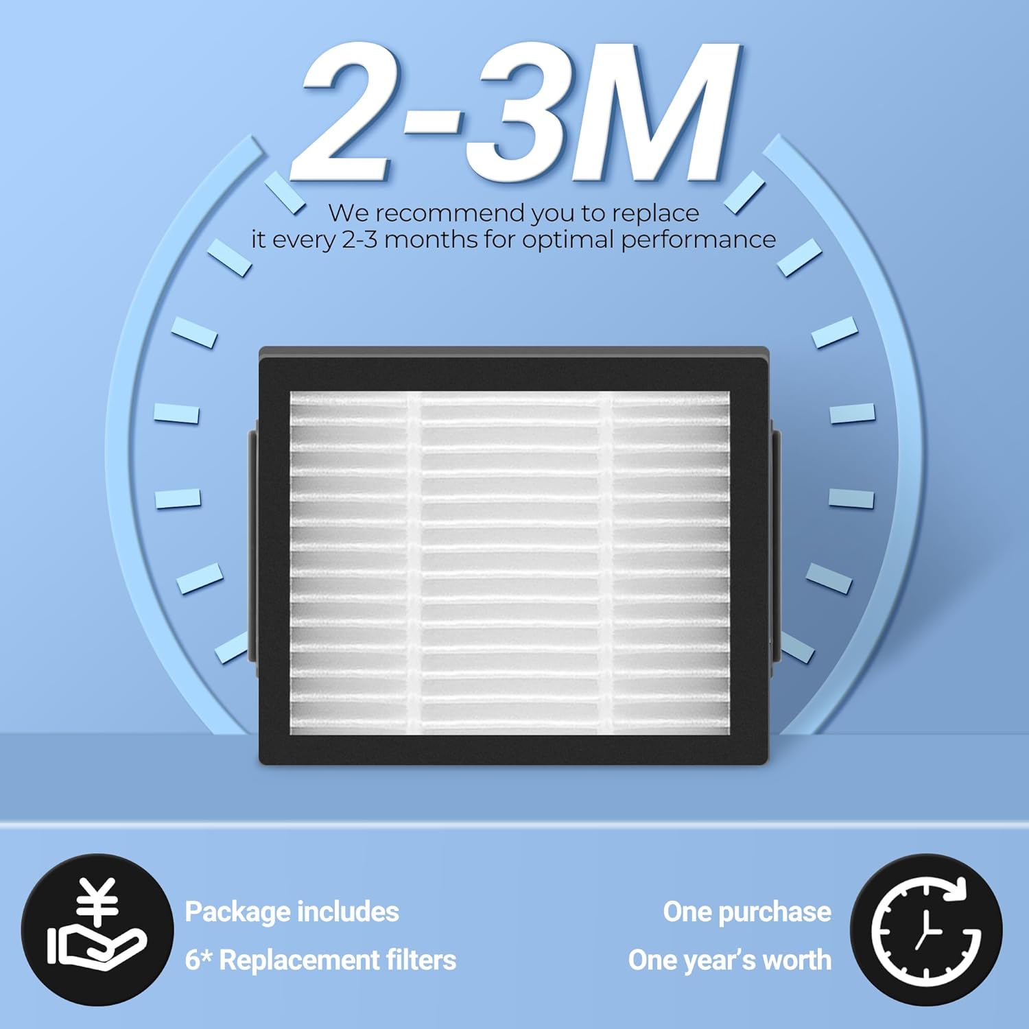 Roomba | High-Efficiency Filter Replacement for E, I, & J Series | 6-Pack + Cleaning Brush