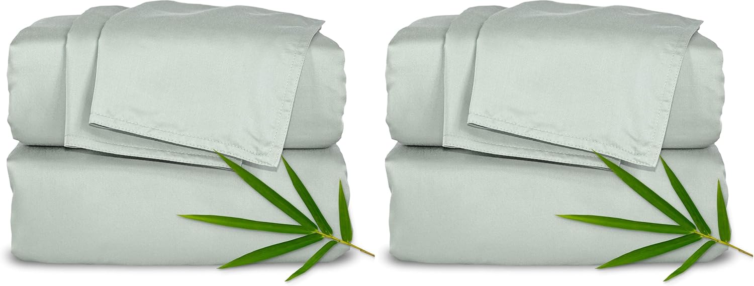 Pure Bamboo King Sheets - Luxuriously Soft & Cooling 100% Organic Viscose Bed Set | Sea Glass, 2-Pack