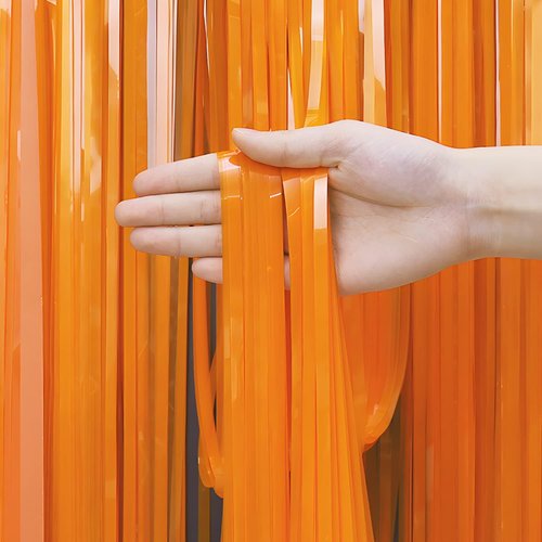 GREATRIL Orange Tinsel Curtain Backdrop - Foil Fringe Streamers for Parties | 2 Pack