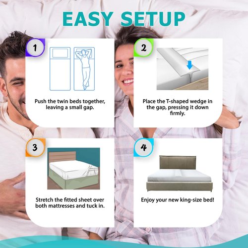2-in-1 Bed Bridge Twin/Twin XL to King with Attached Sheet – Bed Gap Filler & Twin to King Bed Converter (Patent Pending)