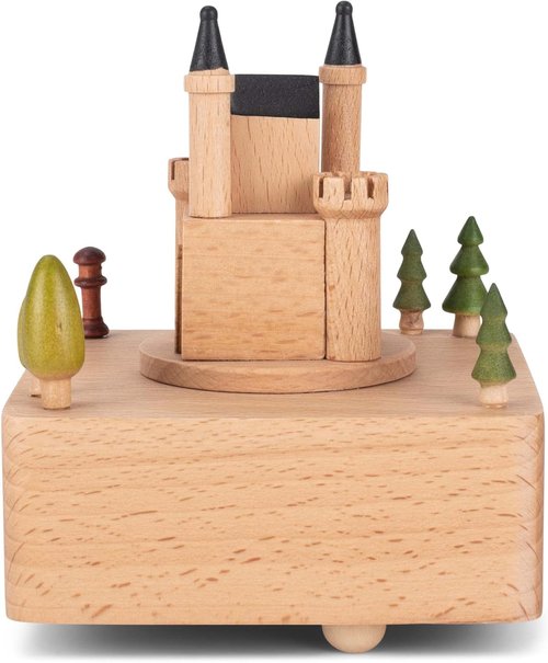 Cottage Garden | Castle Car Woodgrain 6-Inch Beech Wind-Up Musical Figurine - Charming Gift