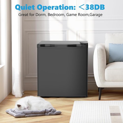 Electactic Mini Fridge - 1.7 Cu.ft Compact Refrigerator with Freezer | Ultra Quiet & Energy Efficient - Black