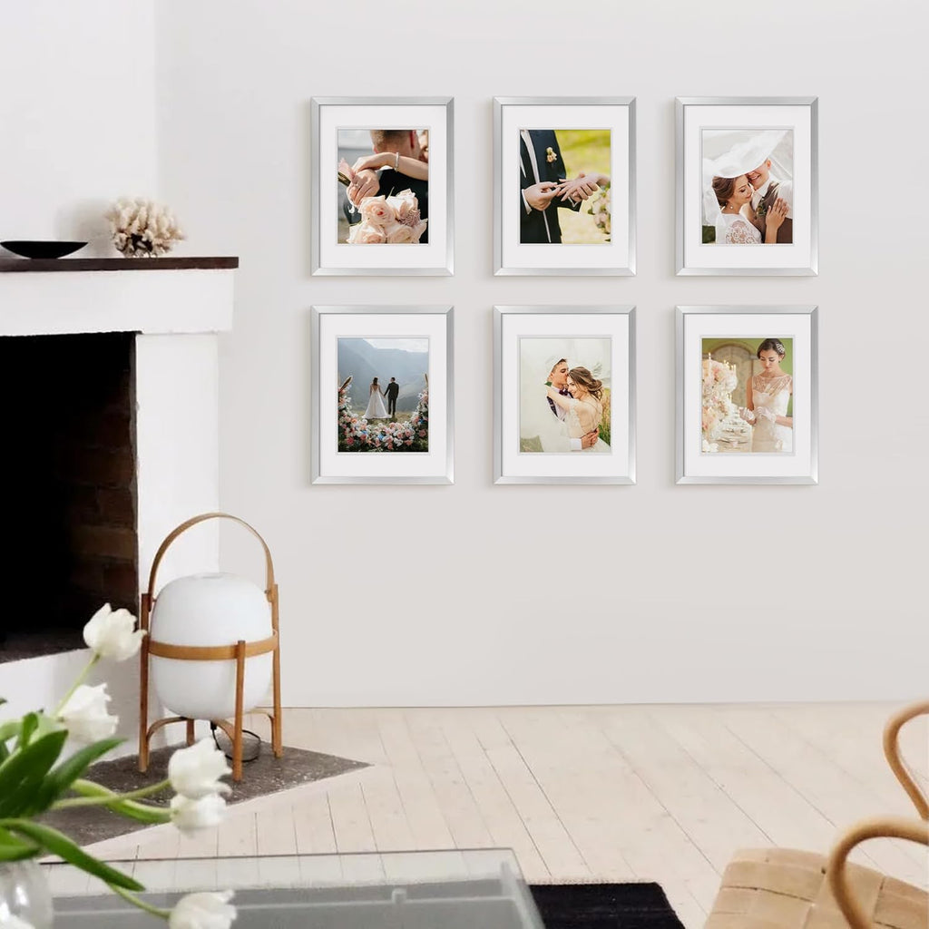 Upsimples 11x14 Picture Frame Set of 5 - Display 8x10 or 11x14 Photos | Stylish Silver Wall Gallery Frames