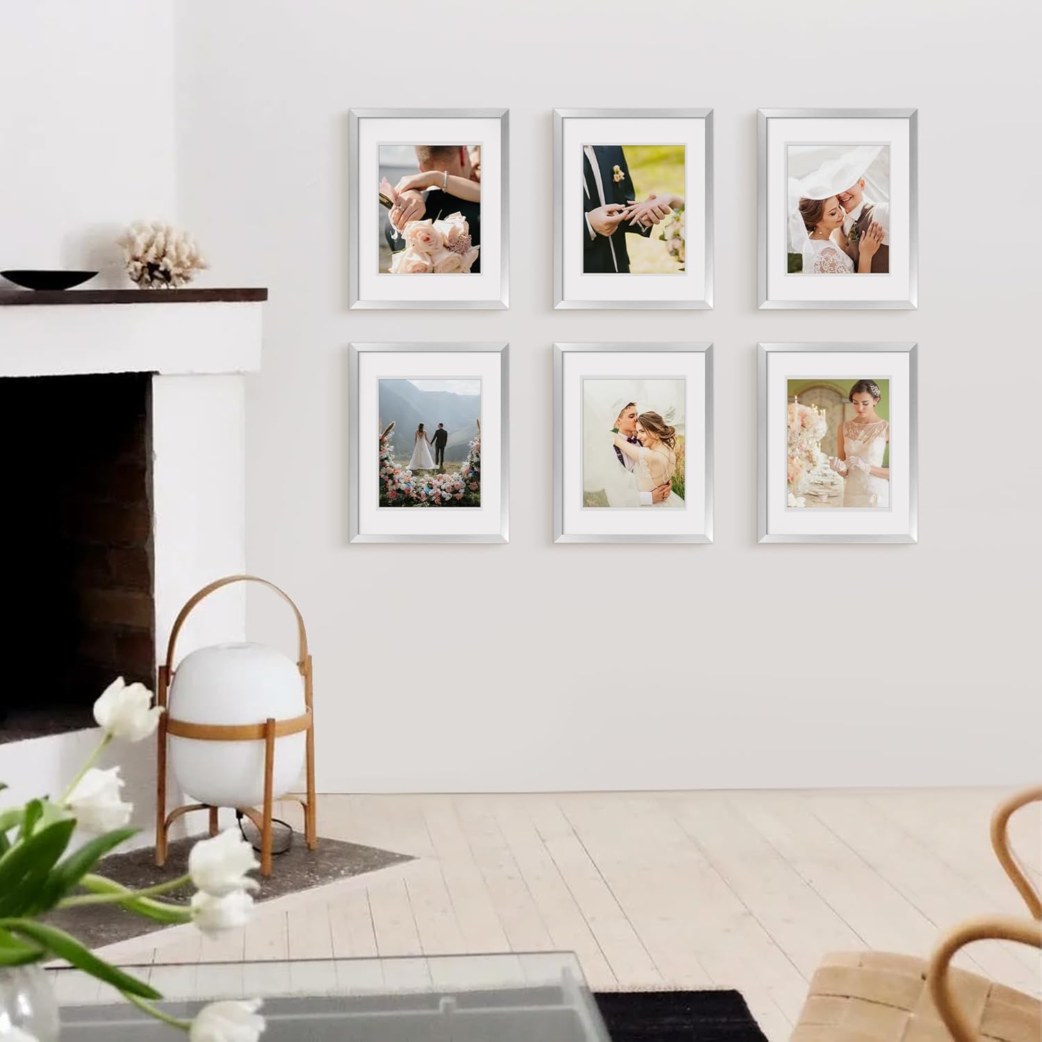 Upsimples 11x14 Picture Frame Set of 5 - Display 8x10 or 11x14 Photos | Stylish Silver Wall Gallery Frames