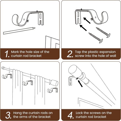 **Regine Switzerland Heavy-Duty Adjustable Brown Curtain Rod - 30 to 144 Inch for 66 to 120 Inch Windows**