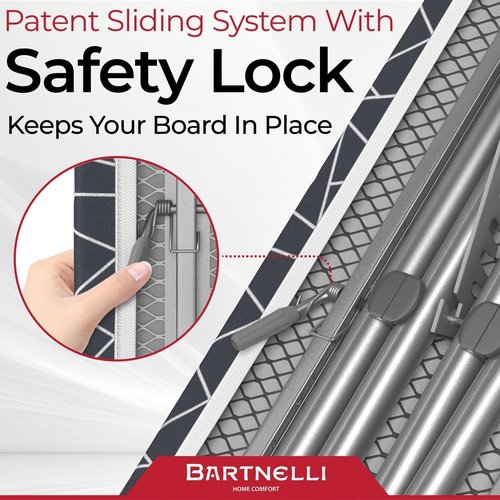 Bartnelli Compact Ironing Board - Space-Saving 13x43 Steel Design with Adjustable Height & Bonus Accessories